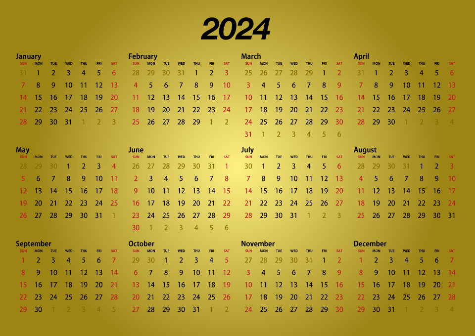 Gold 2024 Calendar