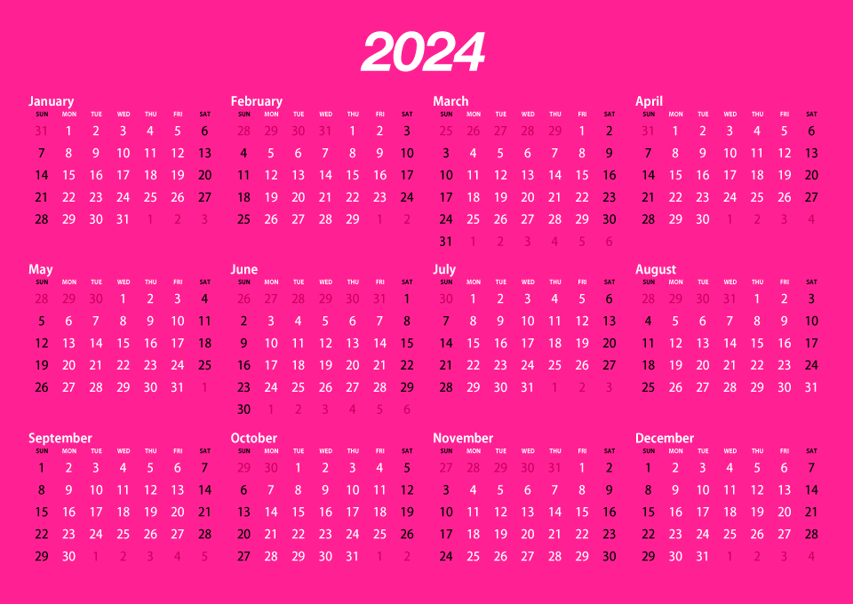 Pink 2024 Calendar