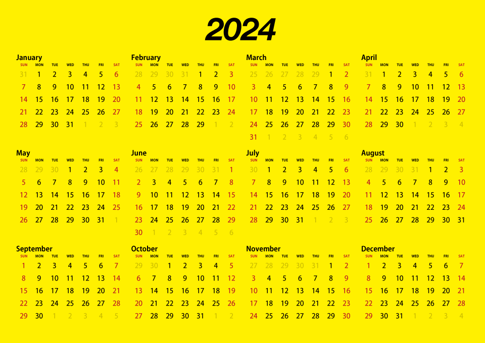 Red 2024 Calendar