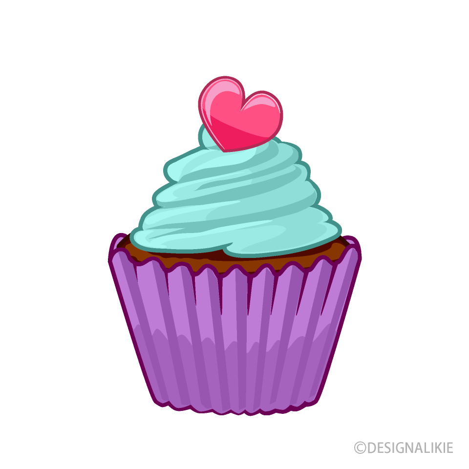 Cute Heart Blue Cupcake
