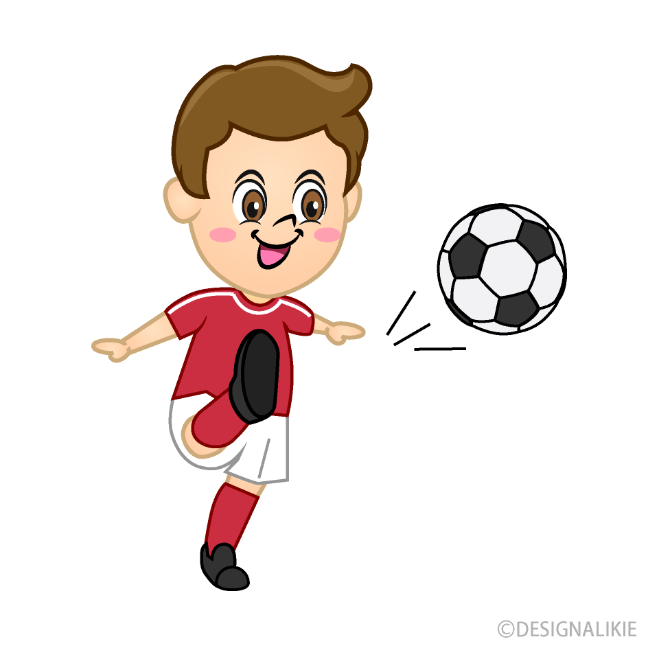 Boy Soccer Player with Red Jersey to Shoot