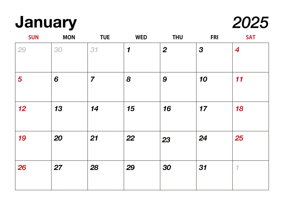 January 2025 Calendar