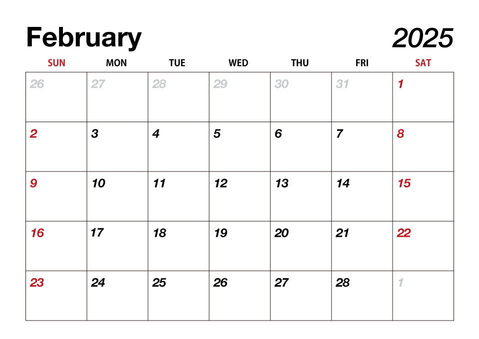 February 2025 Calendar
