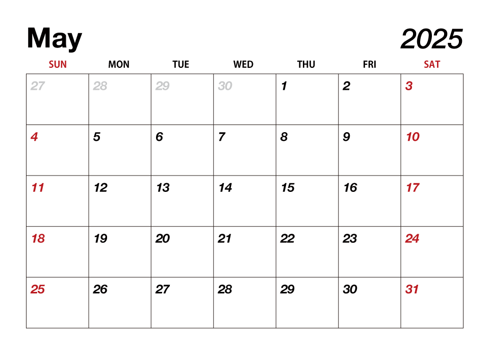 Calendario mayo 2025