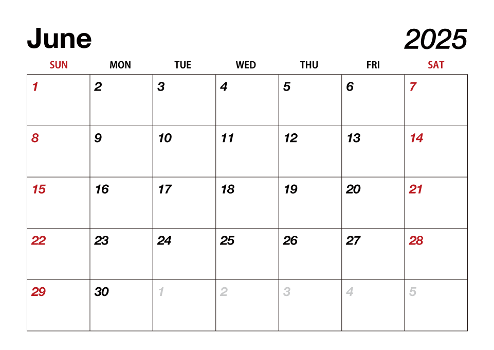June 2025 Calendar
