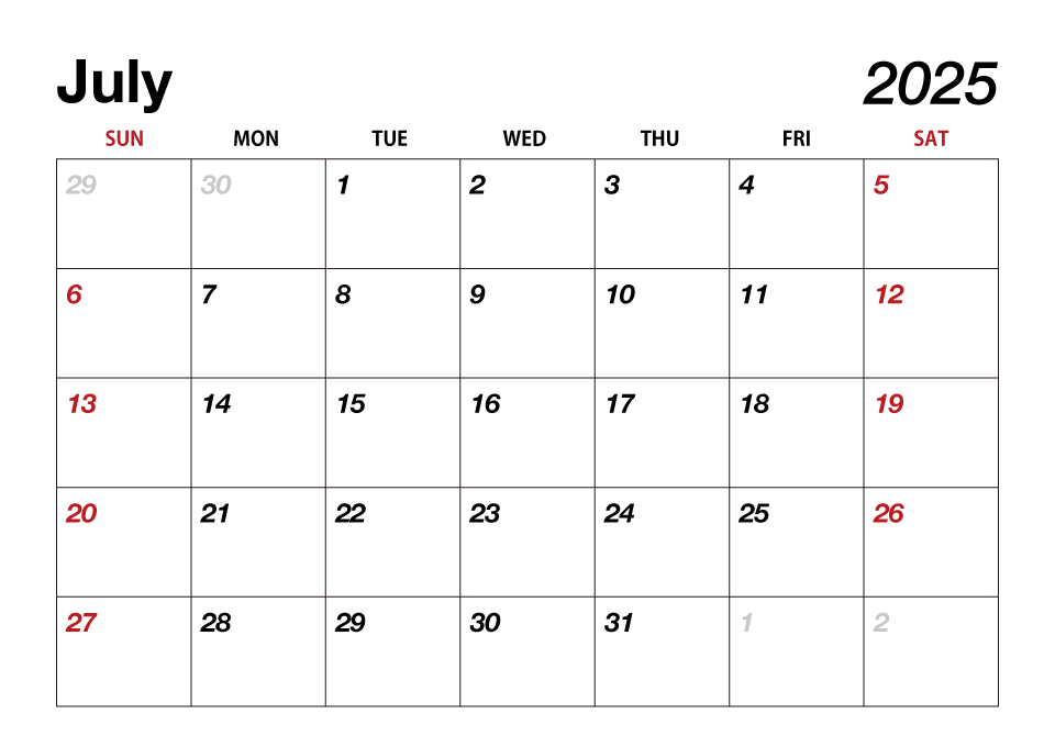 Calendario julio 2025
