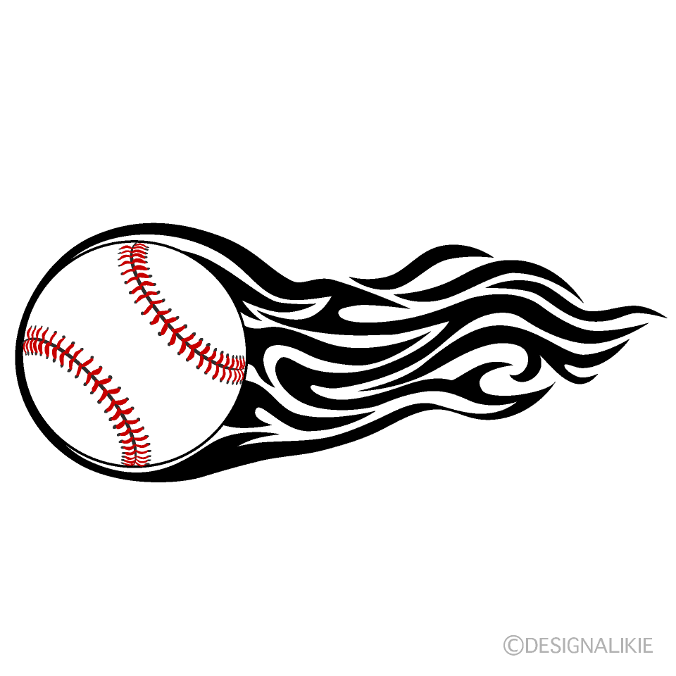 Black and White Flame Baseball