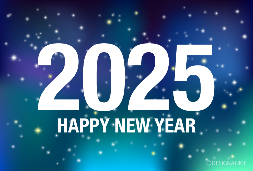 Happy New Year 2025 on Night Sky