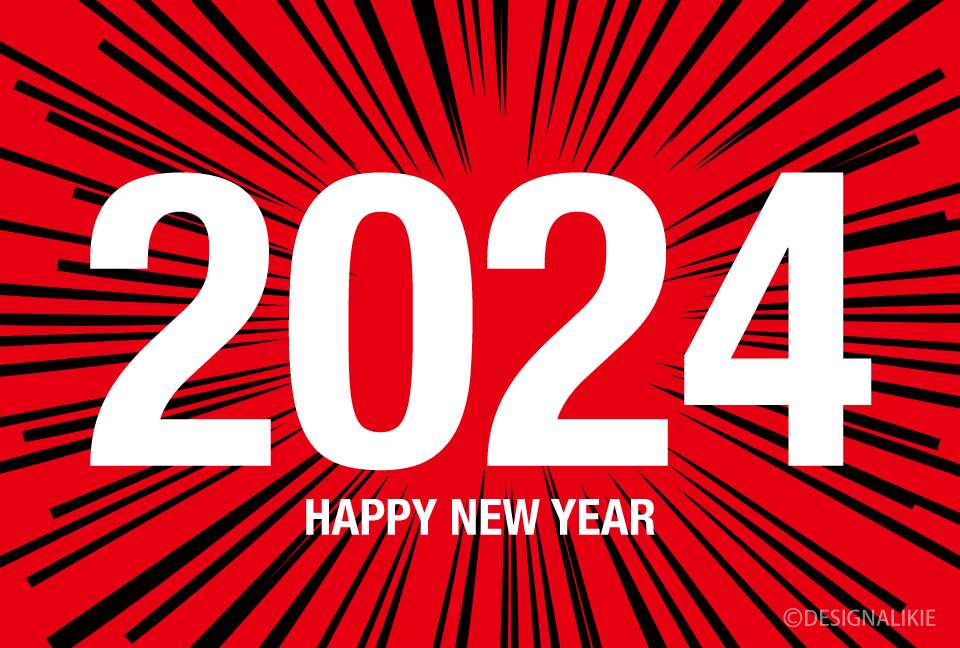 Happy New Year 2024 on Red Sparks