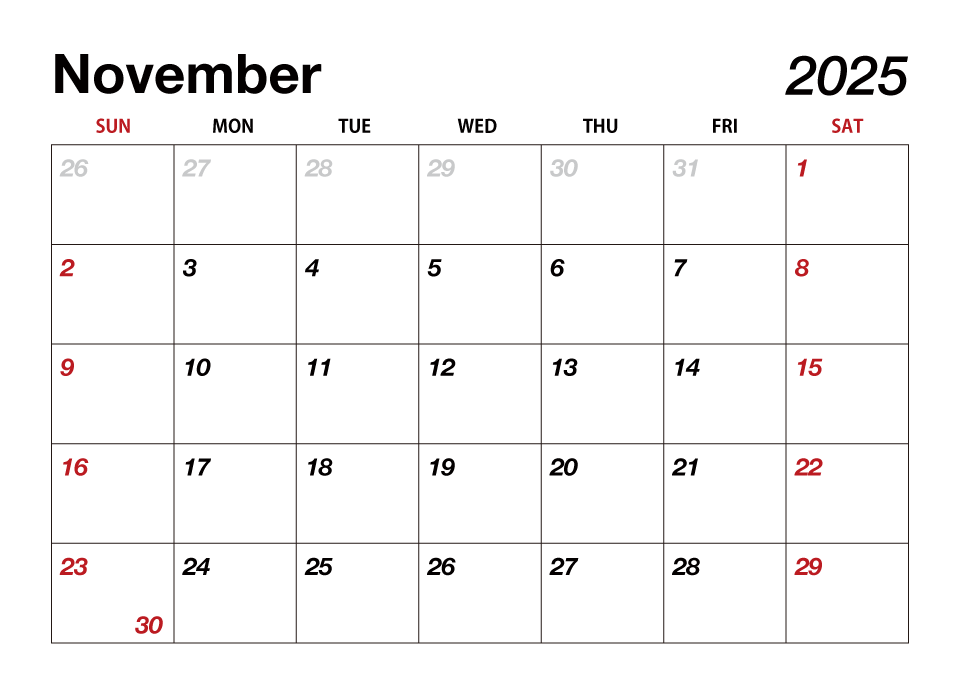 November 2025 Calendar