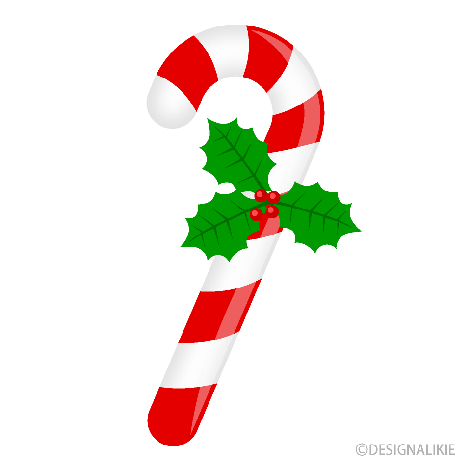 Candy Cane with Holly