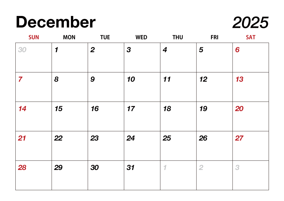 Calendario diciembre 2025