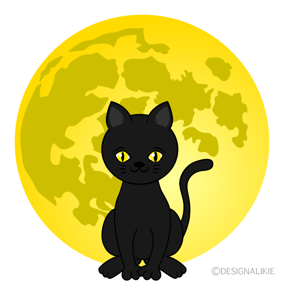 Black Cat and Moon