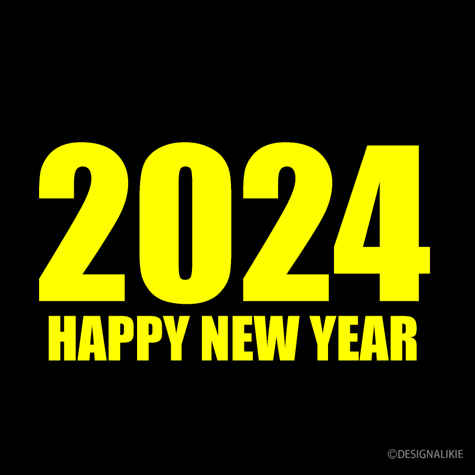 Black and Yellow Happy New Year 2024