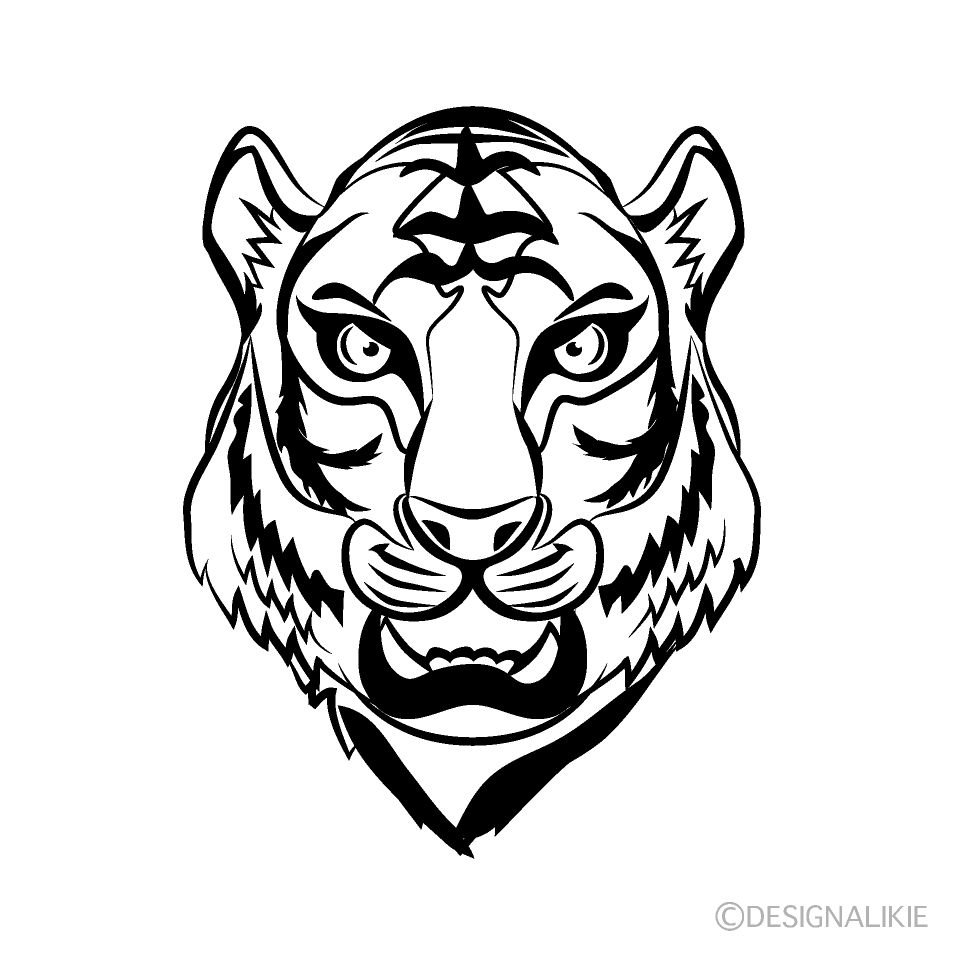 Tiger Face Black and White