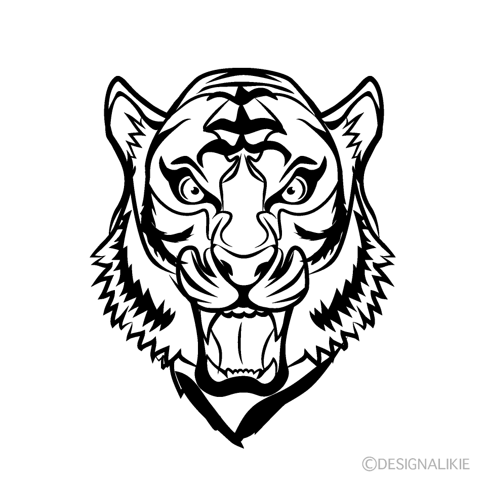 Barking Tiger Face Black and White