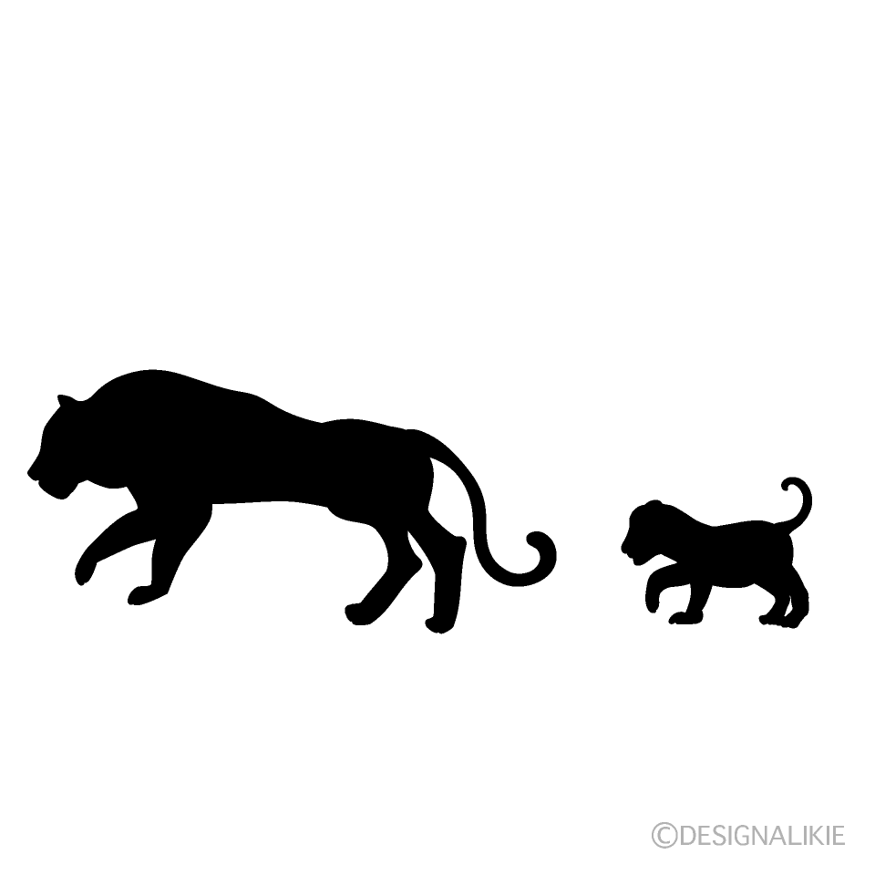 Tiger Parent and Child Silhouette