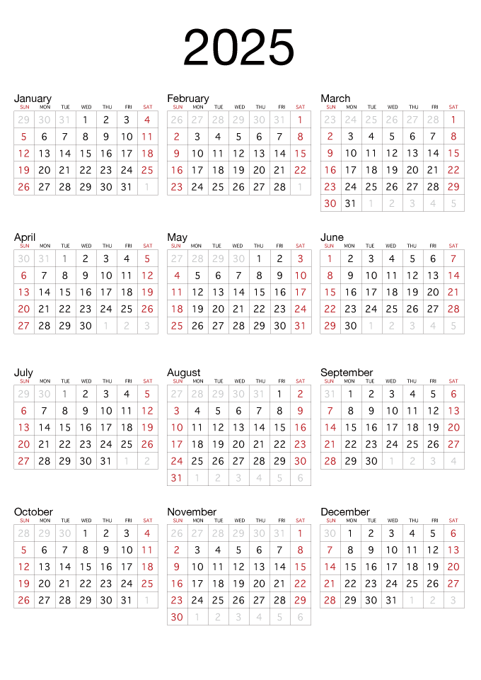 2025 Calendar A3