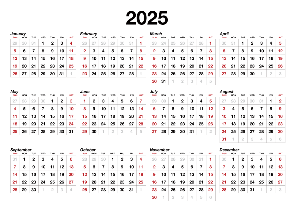 2025 Calendar