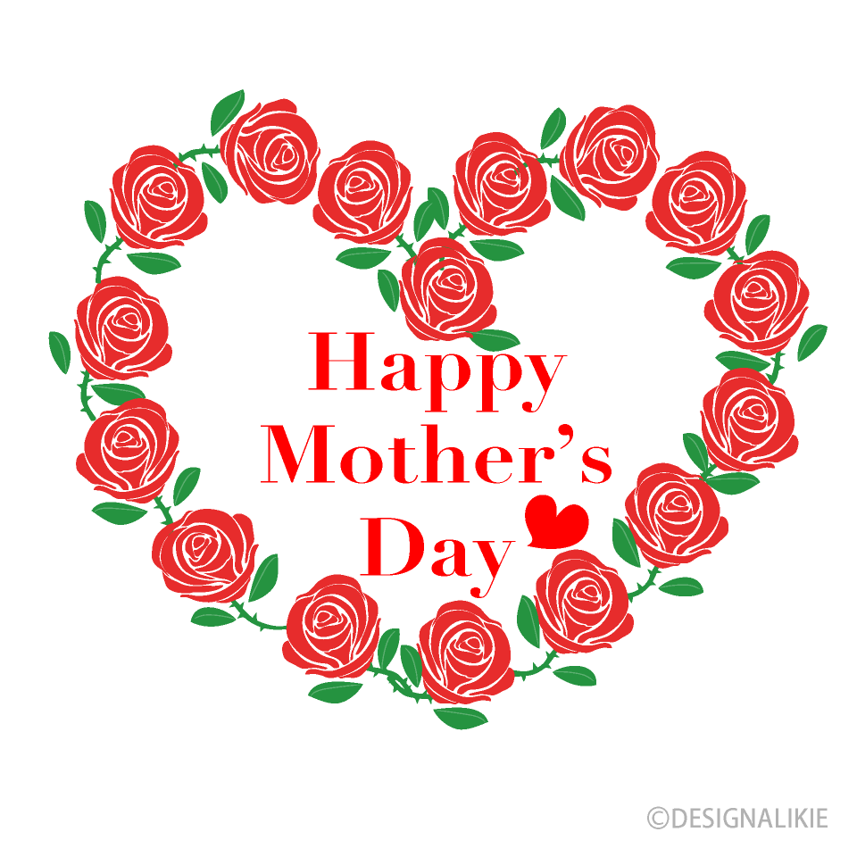 Corazón del día de la madre con rosa roja