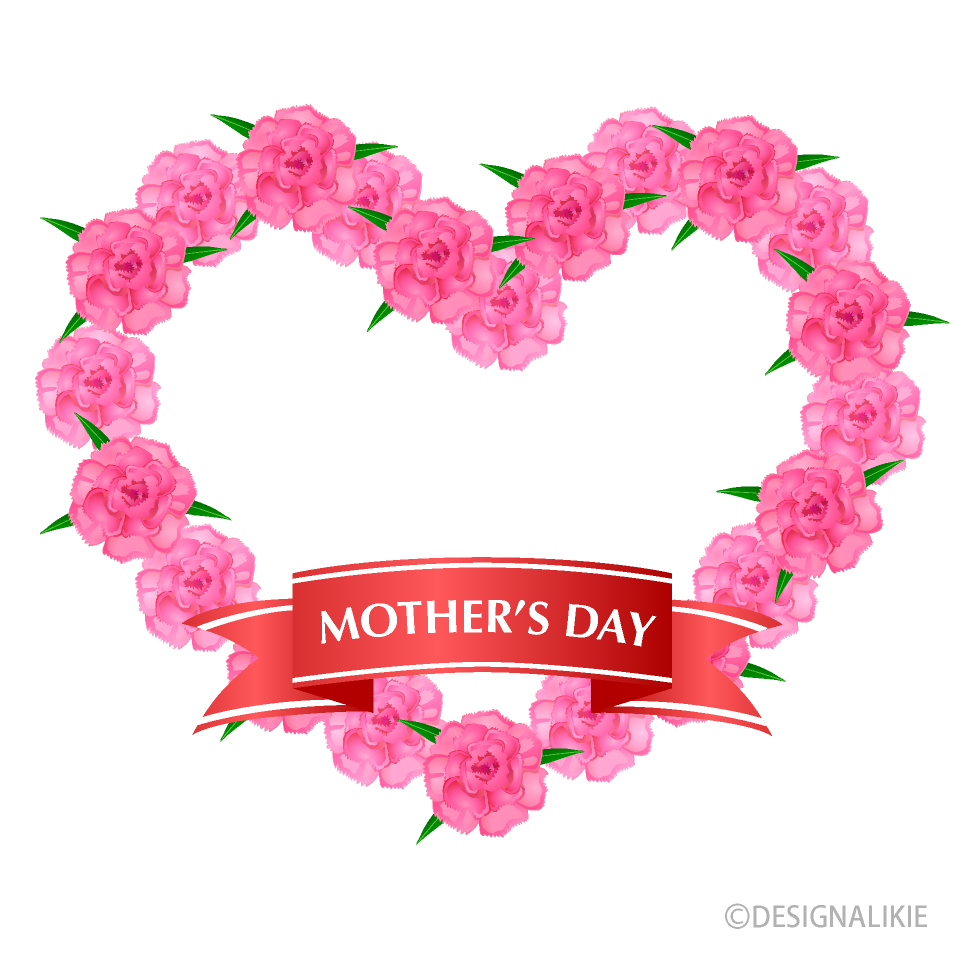 Corazón con clavel del día de la madre