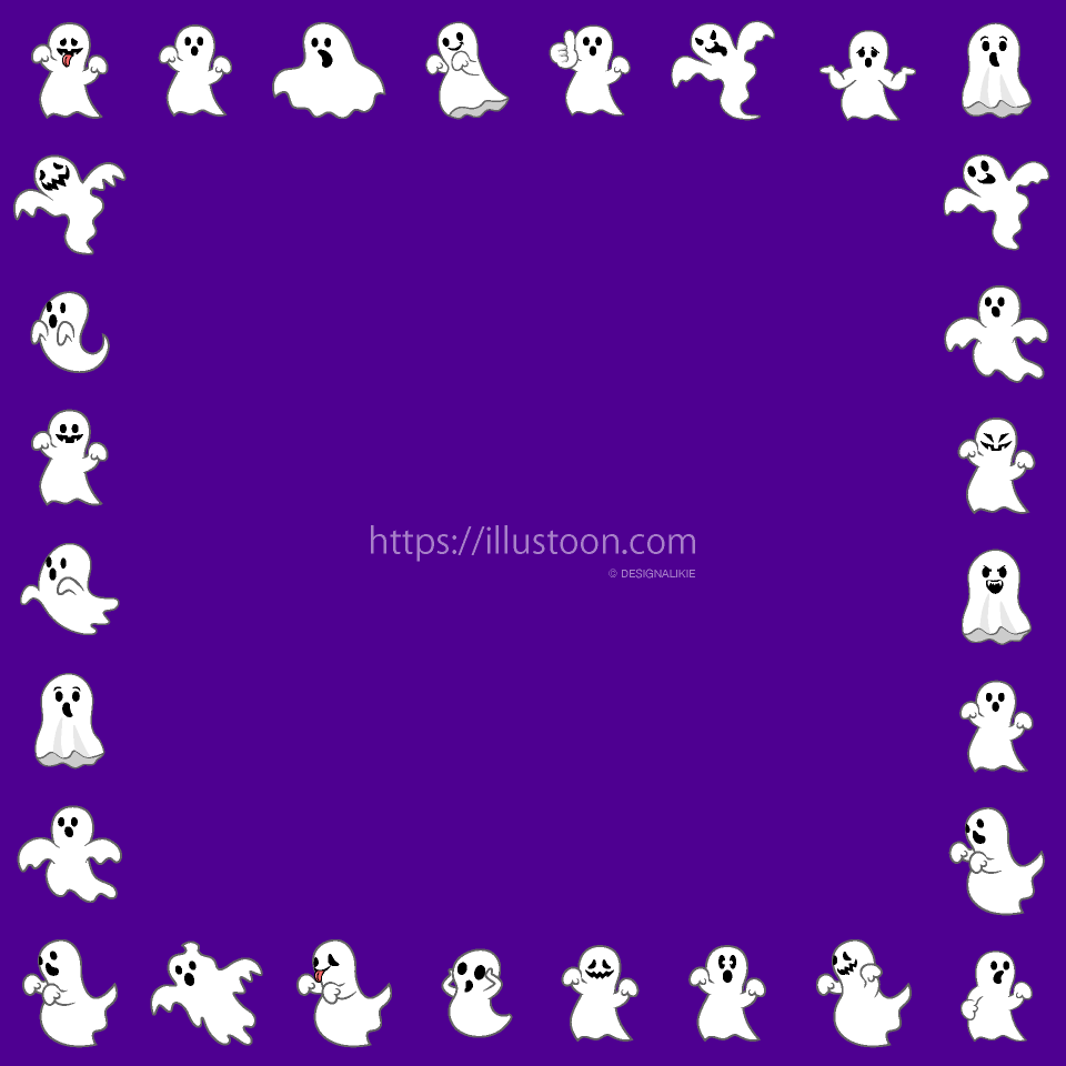 Ghosts Square Border Purple