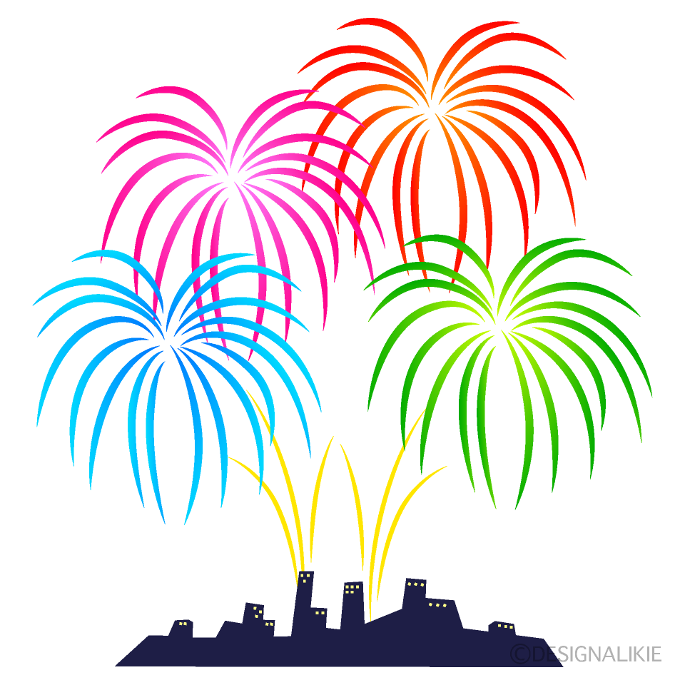 Colorful Fireworks Over City