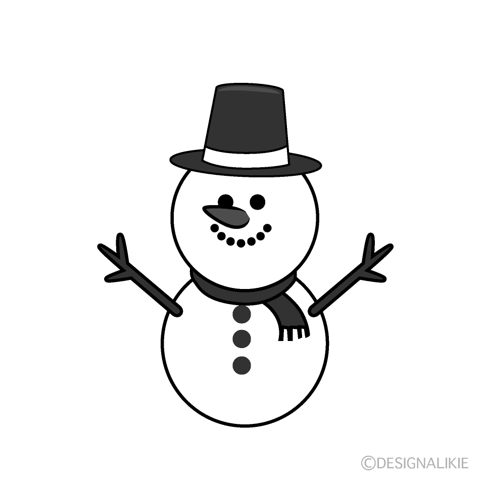 Muñeco de Nieve Alto en Blanco y Negro