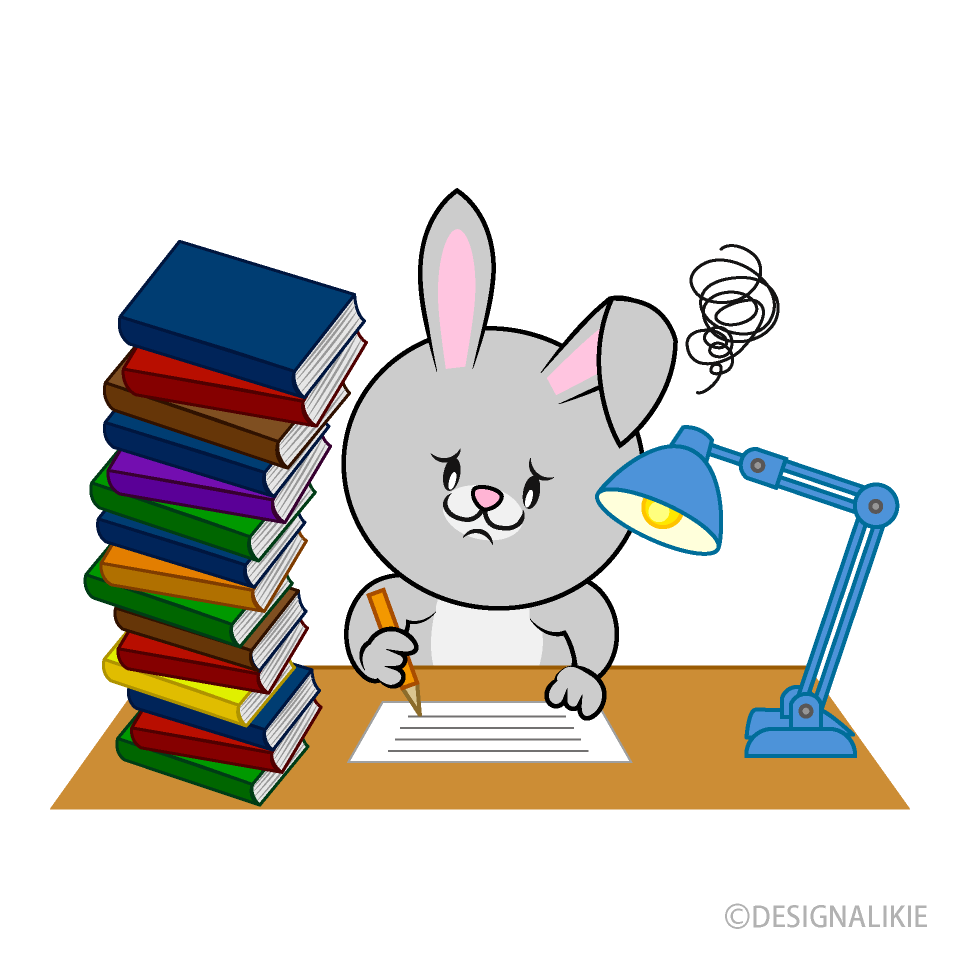 Rabbit Studying Very Hard