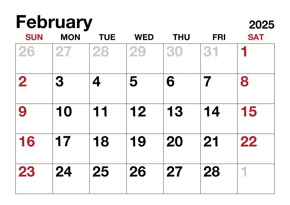 February 2025 Calendar