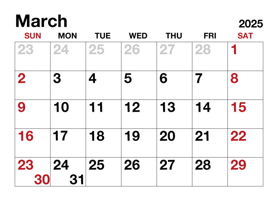 March 2025 Calendar