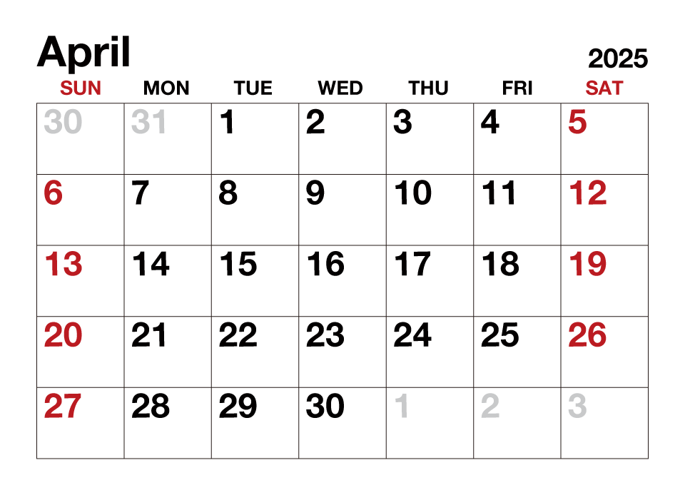 April 2025 Calendar