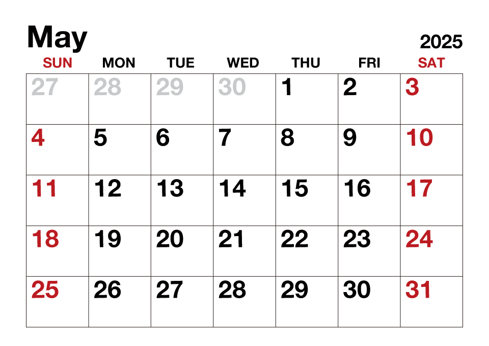 May 2025 Calendar
