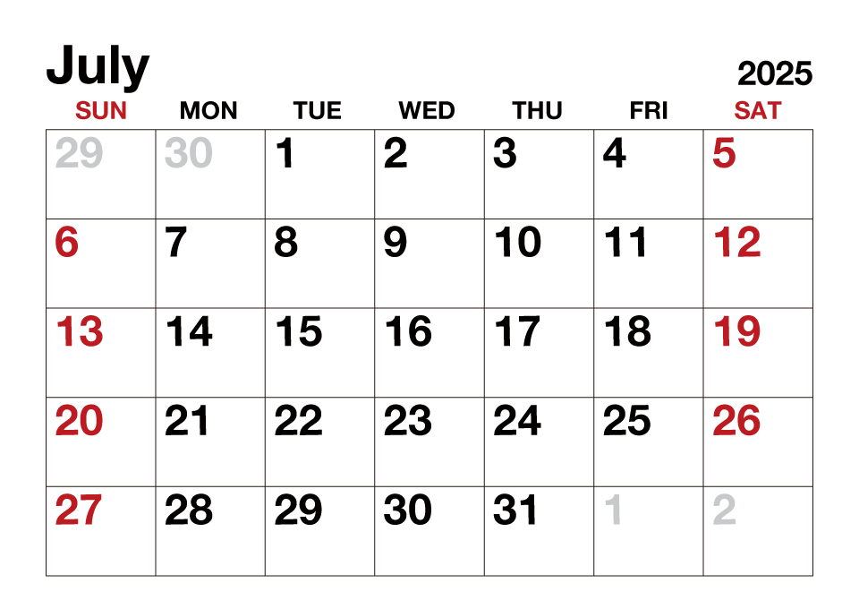 July 2025 Calendar