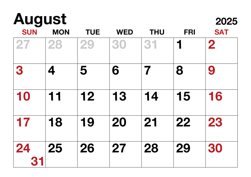 Calendario Agosto 2025