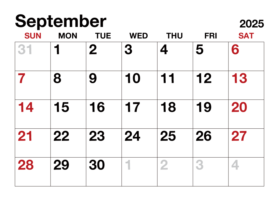 September 2025 Calendar