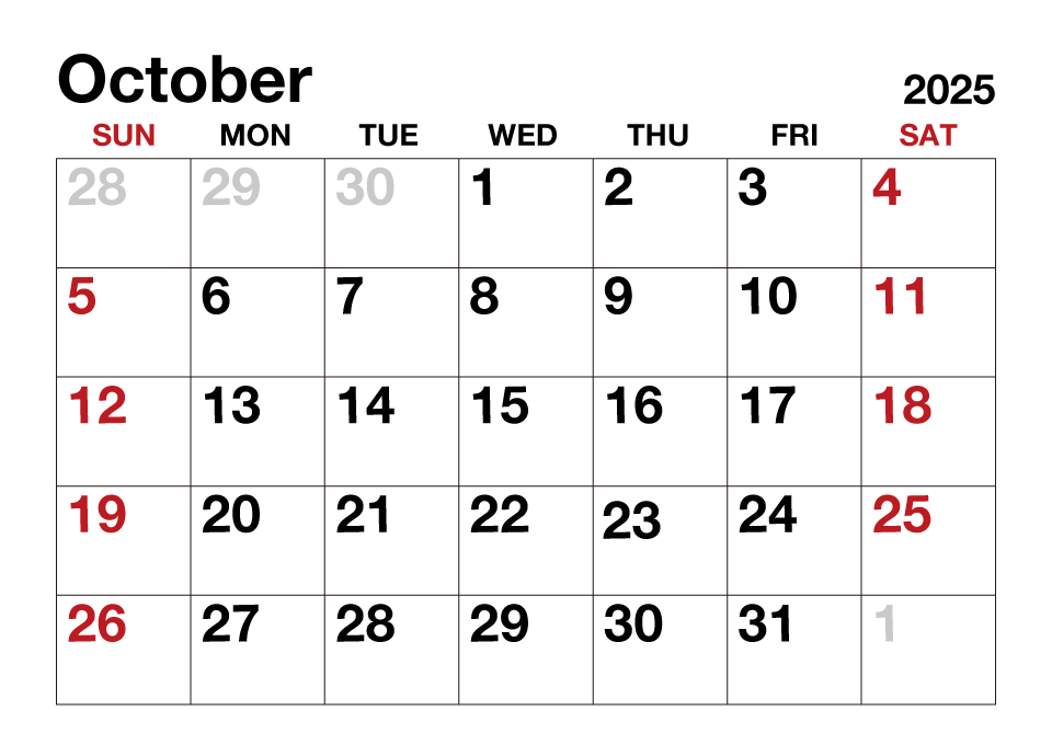 October2025 Calendar