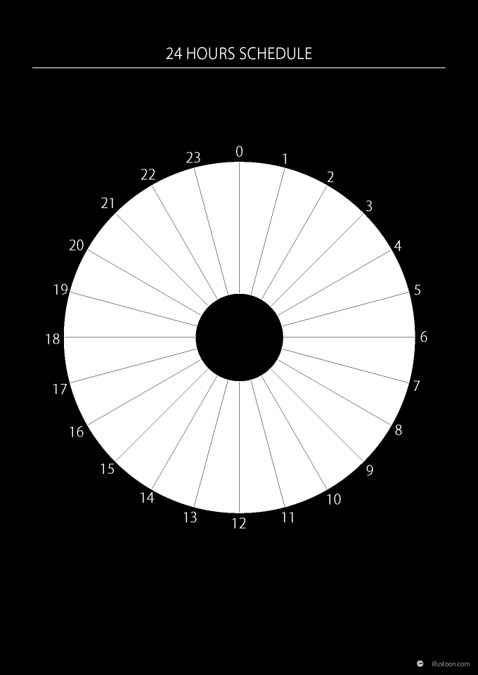 24 Hours Circle Schedule Black