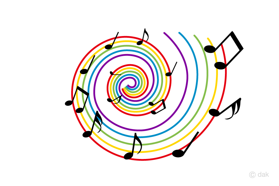 Swirling Colorful Score and Black Notes