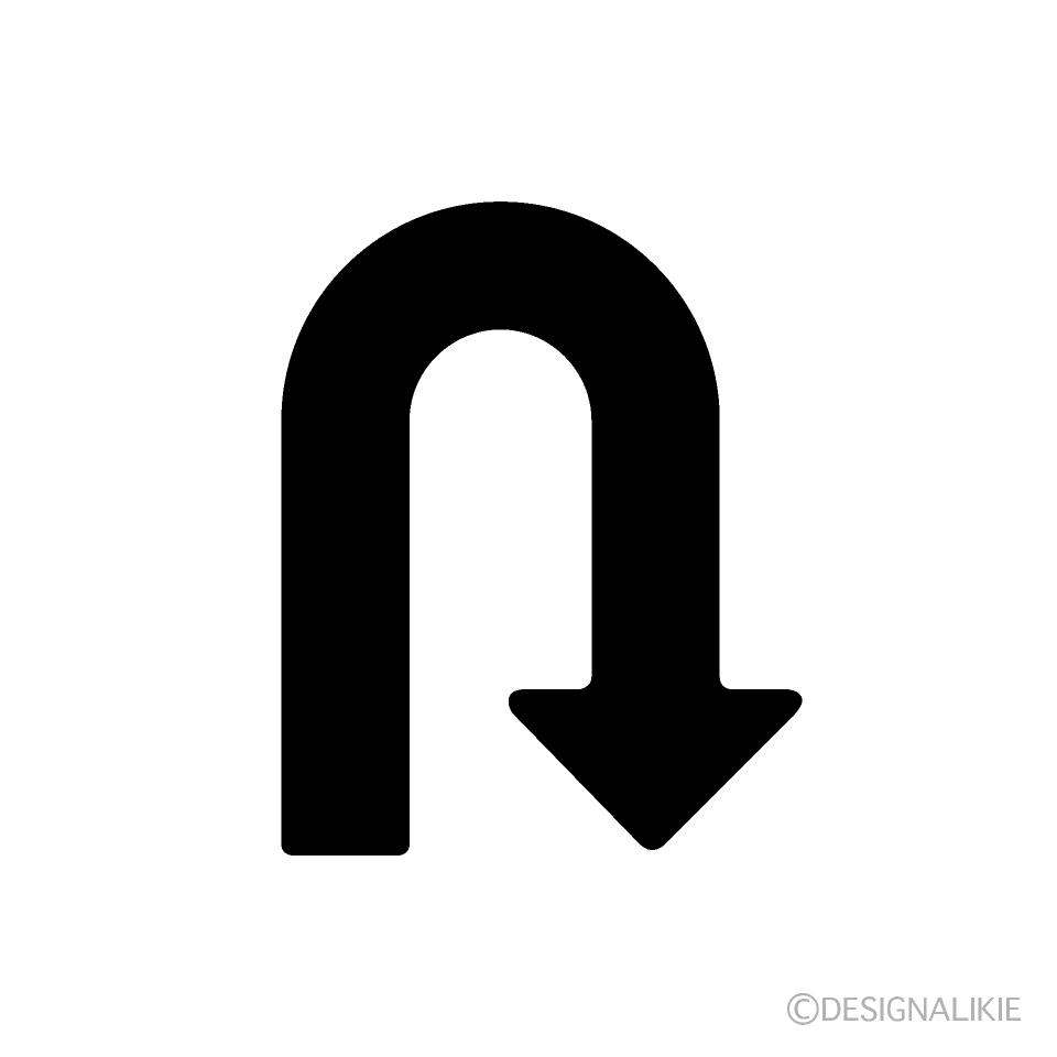 Black U-turn Arrow