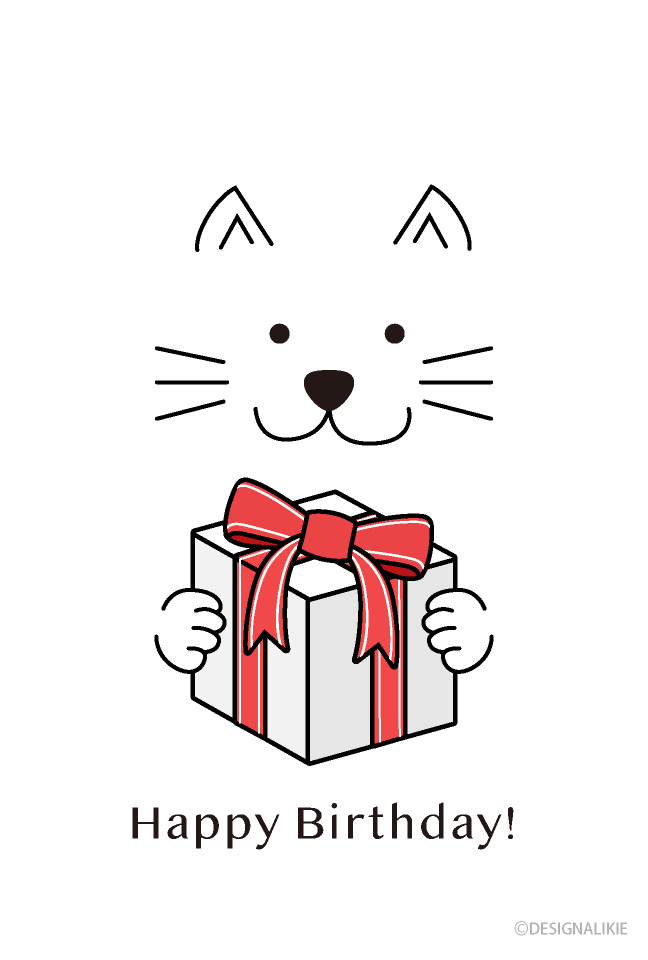 White cat's simple birthday card