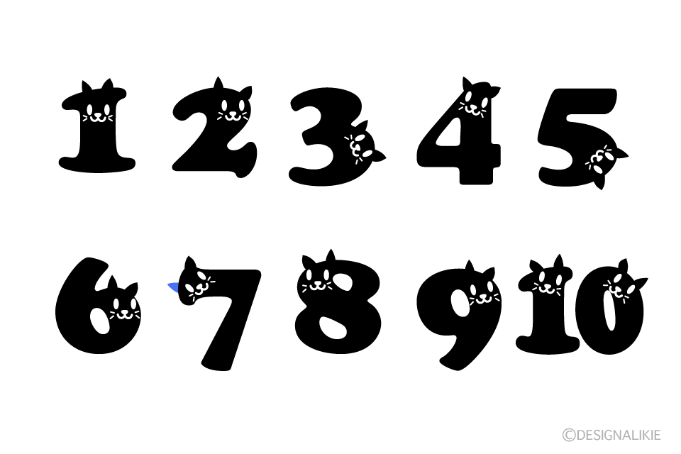 Gráfico de gato de números en blanco y negro