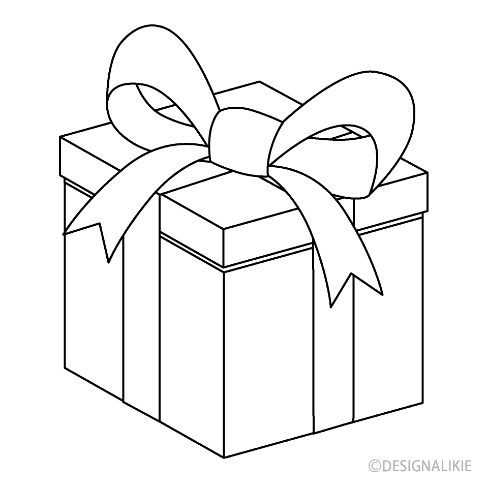 Line Drawing Gift Box Black and White