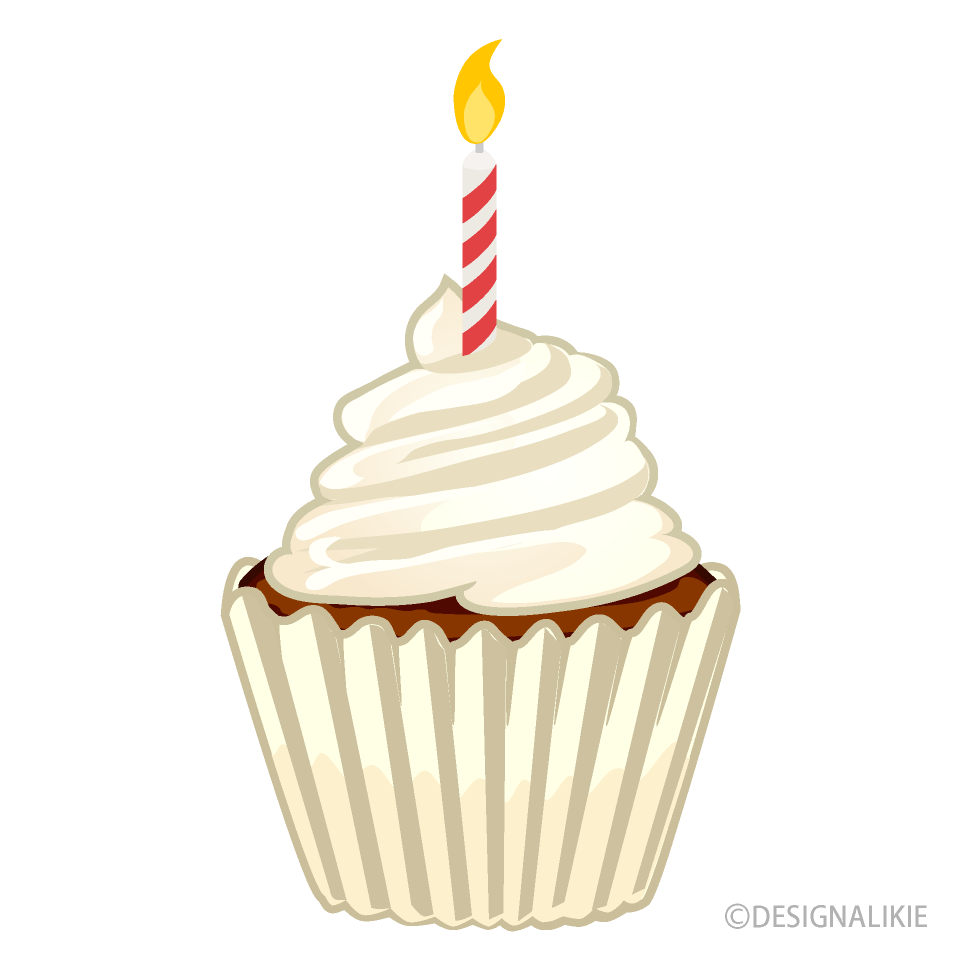 White Birthday Cupcake