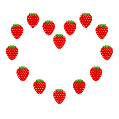 Corazón de Fresas y Hoja