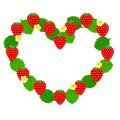 Corazón de Fresas y Hoja