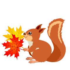 Squirrel with Fall Leaves