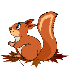Squirrel on Fall Leaves