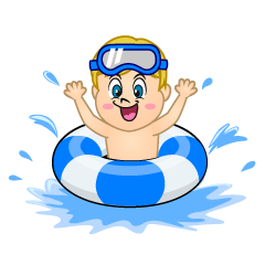 Boy Swimming with Float