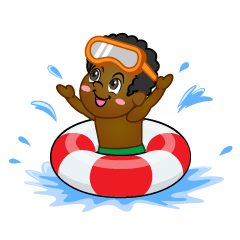 Boy Swimming with Float